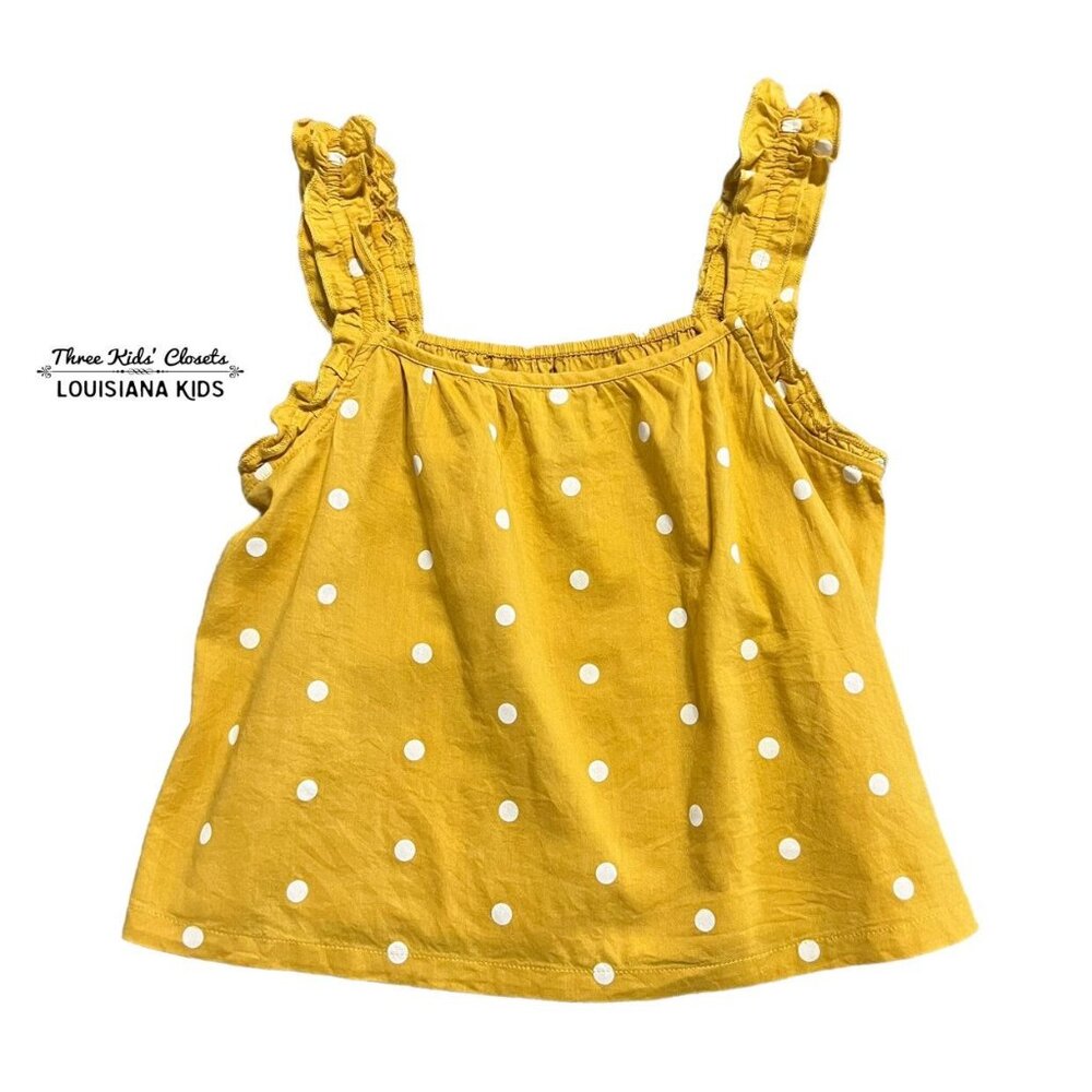 Old Navy L (10/12) Yellow Polkadot Sleeveless Ruffle Swing Tank Top